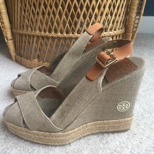 Tory Burch Canvas Espadrille Wedges